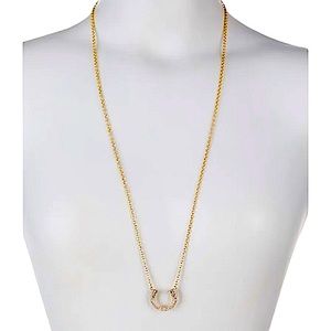 $78 Rebecca Minkoff Double Tusk Pendant Necklace Lobster Clasp Velvet Snap Pouch